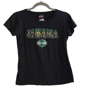Harley Davidson Motor Cycles Jamaica Graphic T-Shirt Women Medium